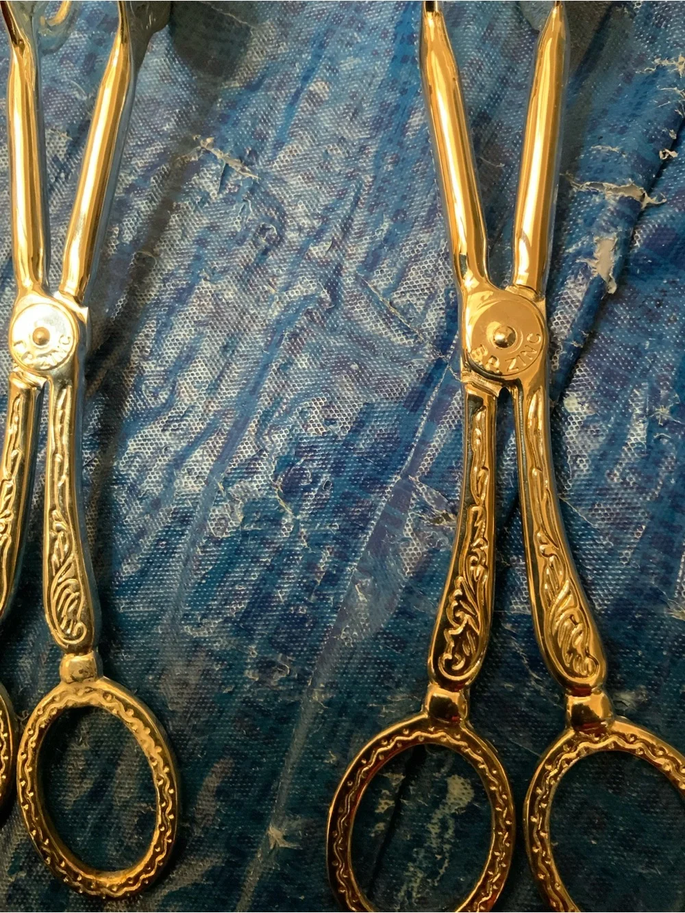 EP ZINC Silverplate  Pastry Salad Serving Scissor Tongs - Pair